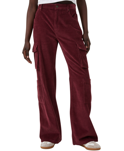Cotton On Women's Cord Cargo Wide Leg Jeans In Berry