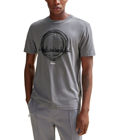 Hugo Boss Boss By  Men's Artwork Regular-fit T-shirt In Medium Gray