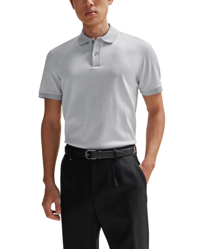 Hugo Boss Boss By  Men's Structured Polo Shirt In Silver