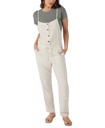 O'neill Juniors' Francina Button-front Straight-leg Overalls In Cement