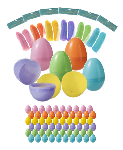 Glitzhome 60 Pack 3" H Easter Plastic Fillable Eggs In 6 Assorted Colors, 10 Of Each In Multi