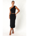 Petal And Pup Petal & Pup Keely Rosette One-shoulder Tank & Midi Skirt Set In Black