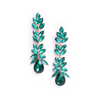 Sohi Green Stone Studded Leaf Contemporary Drop Earrings In Green