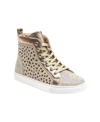 LADY COUTURE WOMEN'S LASER CUT HIGH TOP SNEAKER WITH RHINESTONES