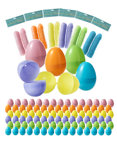 Glitzhome 90 Pack 2.25" H Easter Plastic Fillable Eggs In 6 Colors, 15 Of Each In Multi