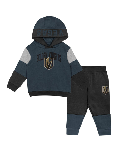 Outerstuff Babies' Toddler Boys And Girls Charcoal, Black Vegas Golden Knights Big Skate Fleece Pullover Hoodie And Swe In Charcoal,black