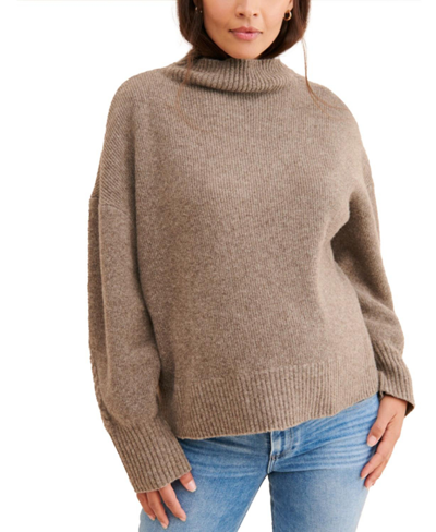 Emilia George Women's Crystal Wool-blend Mock Turtleneck Maternity Sweater In Camel