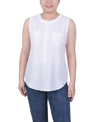 Shop Ny Collection Petite Sleeveless Air Flow Blouse In Ivory