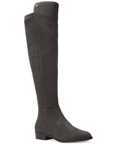 Michael Kors Michael  Women's Bromley Suede Flat Tall Riding Boots In Charcoal Suede