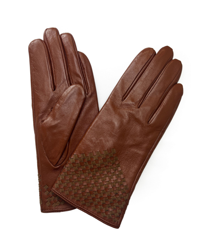 MARCUS ADLER WOMEN'S WOVEN GENUINE LEATHER TOUCHSCREEN GLOVE
