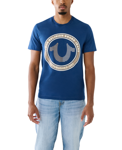 True Religion Men's Short Sleeves Strike Horseshoe T-shirt In Estate Blue