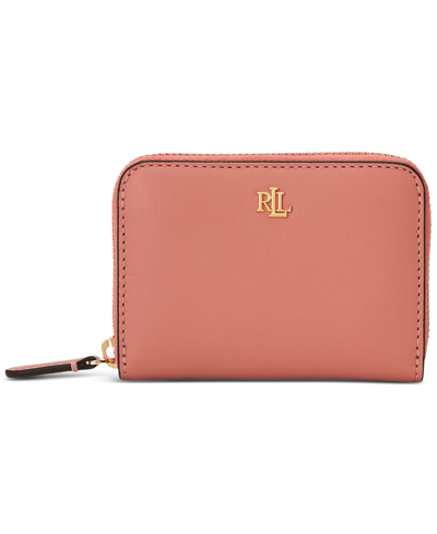 Lauren Ralph Lauren Leather Continental Wallet In Pink Mahogany