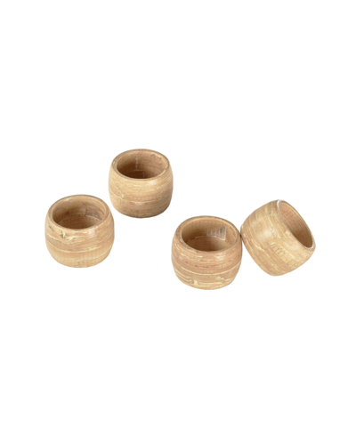J Queen New York Tropics Bamboo Napkin Ring 4 Pc Set In Natural
