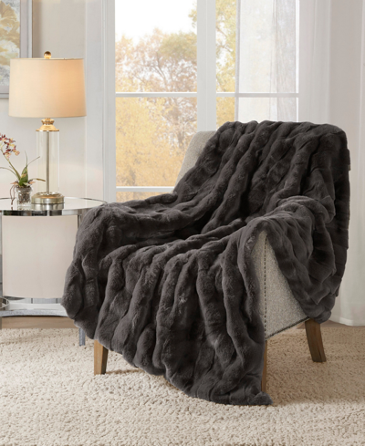 Madison Park Vivienne Faux Fur Throw, 50" X 60" In Gray
