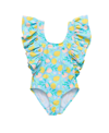 Snapper Rock Lemon Drops Wide Frill Swimsuit In Open Miscellaneous
