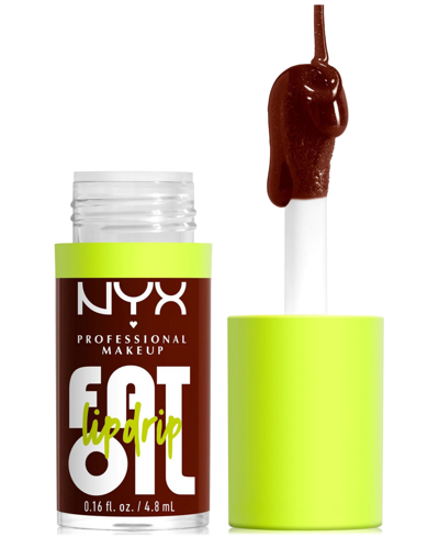 Nyx Professional Makeup Fat Oil Lip Drip, 0.16 Oz. In Status Update (dark Brown)