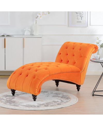 Simplie Fun Tufted Armless Chaise Lounge Chair In Orange