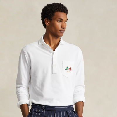 Ralph Lauren Classic Fit Nautical Mesh Polo Shirt In White