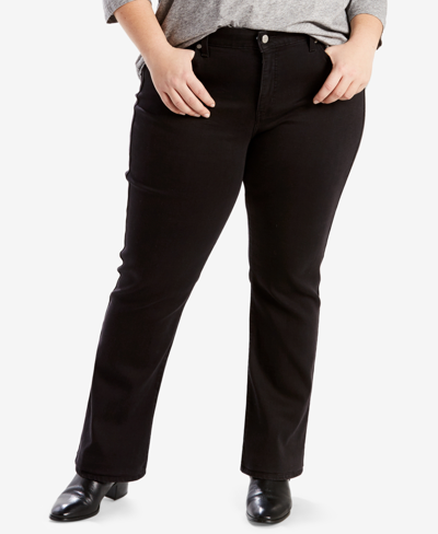Levi's Trendy Plus Size Classic Straight Leg Jeans In Soft Black