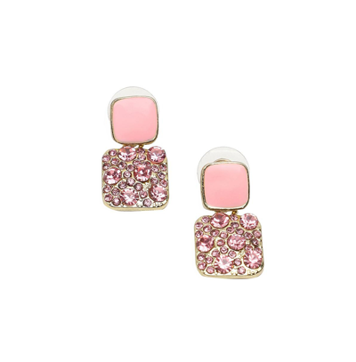 Sohi Women's Pink Embellished Cluster Drop Earrings
