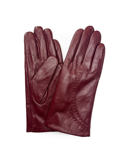 Marcus Adler Women's Stitched Genuine Leather Touchscreen Glove In Burgundy