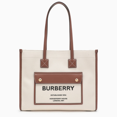 Burberry Nattan Small Tote Bag For Women In Natural/tan