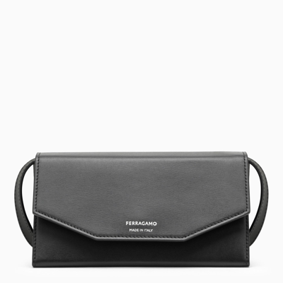 Ferragamo Black Leather Shoulder Bag In Multicolor