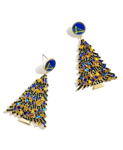 Baublebar Men's And Women's  Golden State Warriors Christmas Tree Dangling Earrings In Yellow,blue