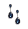Sohi Navy Blue Silver Toned Teardrop Shaped Drop Earrings In Blue