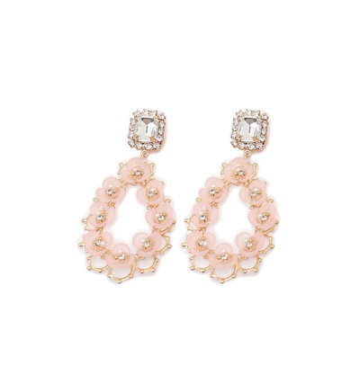 Sohi Women's Pink Teardrop Flora Drop Earrings