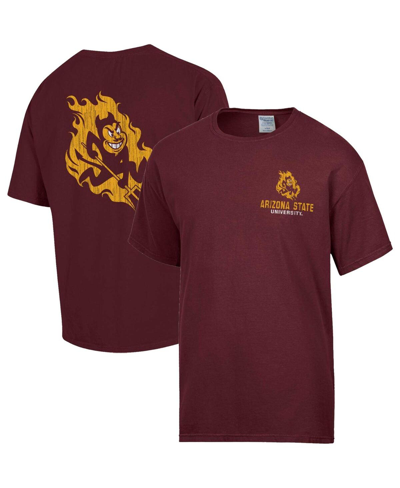 Comfortwash Men's  Maroon Distressed Arizona State Sun Devils Vintage-like Logo T-shirt