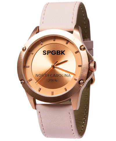 Spgbk Watches Unisex Elizabeth Three Hand Quartz Rose Leather Watch 44mm In Pink