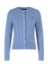 POLO RALPH LAUREN BLUE COTTON CARDIGAN WITH EMBROIDERED LOGO