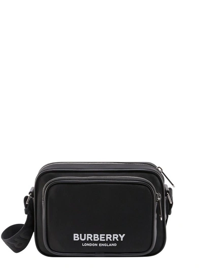 Burberry Econyl Shoulder Bag With Logo Print In Black