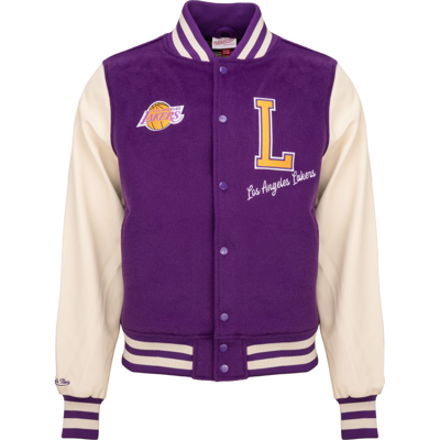 Pre-owned Mitchell & Ness M&n Legacy Varsity College Jacke - Los Angeles Lakers In Lila