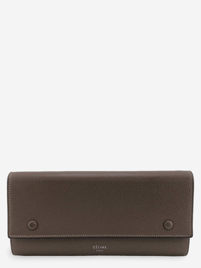 Pre-owned Celine Leather Wallet In Beige