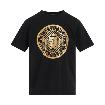Balmain Coin Flock Straight Fit T-shirt In Black
