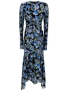 PHILOSOPHY DI LORENZO SERAFINI BLACK AND BLUE MAXI DRESS WITH ALL-OVER FLOREAL PRINT IN STRETCH FABRIC WOMAN