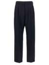 Blazé Milano Navy Blue Virgin Wool And Mohair High-waisted Pants In Blue