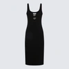 Blumarine Black Viscose Stretch Midi Dress In Black