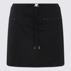 Courrèges Logo-patch Drawstring-waist Miniskirt In Black