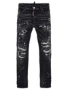 Dsquared2 Denim Trousers Distressed Belt Loops In White/black