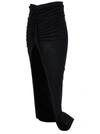 RICK OWENS MAXI BLACK SKIRT WITH GATHERINGS AND DEEP SPLIT IN COTTON WOMAN