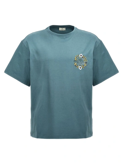 Etro Logo Embroidery T-shirt In Blue