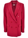 Plain Fuchsia Double-breasted Jacket In Pink
