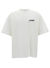 PURPLE BRAND WHITE OVERSIZED T-SHIRT WITH LOGO LETTERING PRINT IN COTTON MAN