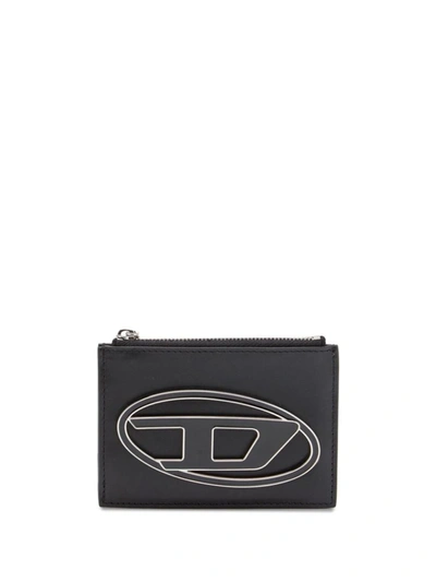 Diesel 1dr Leather Cardholder In Black
