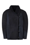 Isabel Marant Étoile Blue Suede Shearling Lined Short Jacket In Blue