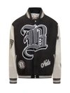 Jeff Hamilton Brooklyn Nets Block Letter Wool Blend Varsity Jacket In Black