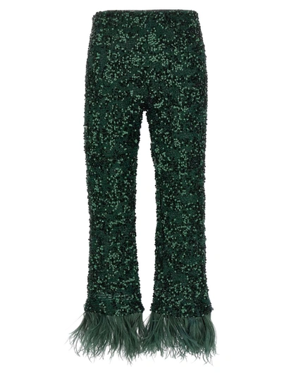 Le Twins Capri Sequins Pants In Green